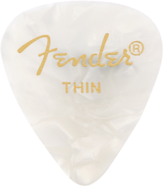 Fender Guitar Pick 351 Shape Classic Celluloid 1 Gross - White Moto - Thin, 144-Count