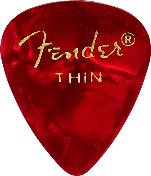 Fender Guitar Pick 351 Shape Classic Celluloid 1 Gross - Red Moto - Thin, 144-Count