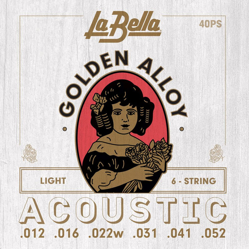 Cordes de guitare acoustique en alliage doré La Bella 40PCL - Lumière personnalisée 11-52