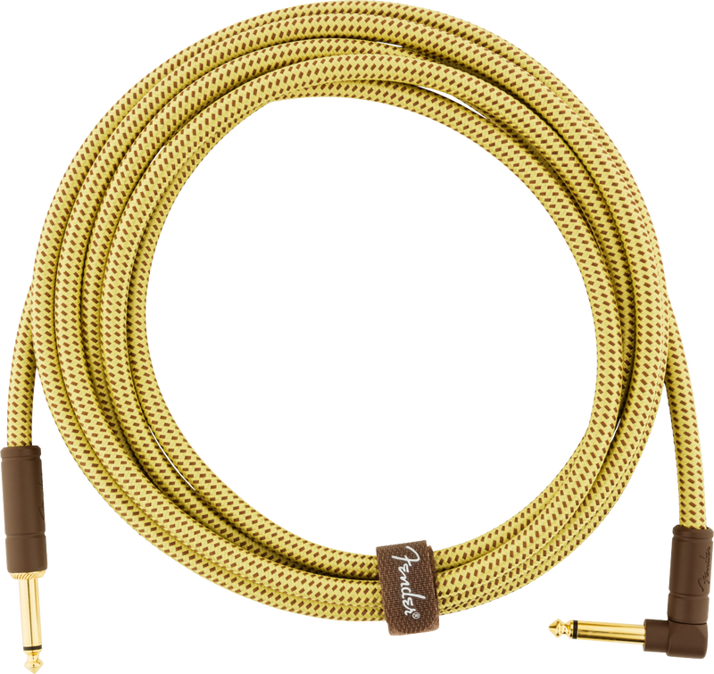 Fender DELUXE Series Straight/Angle Instrument Cable (Tweed) - 10'