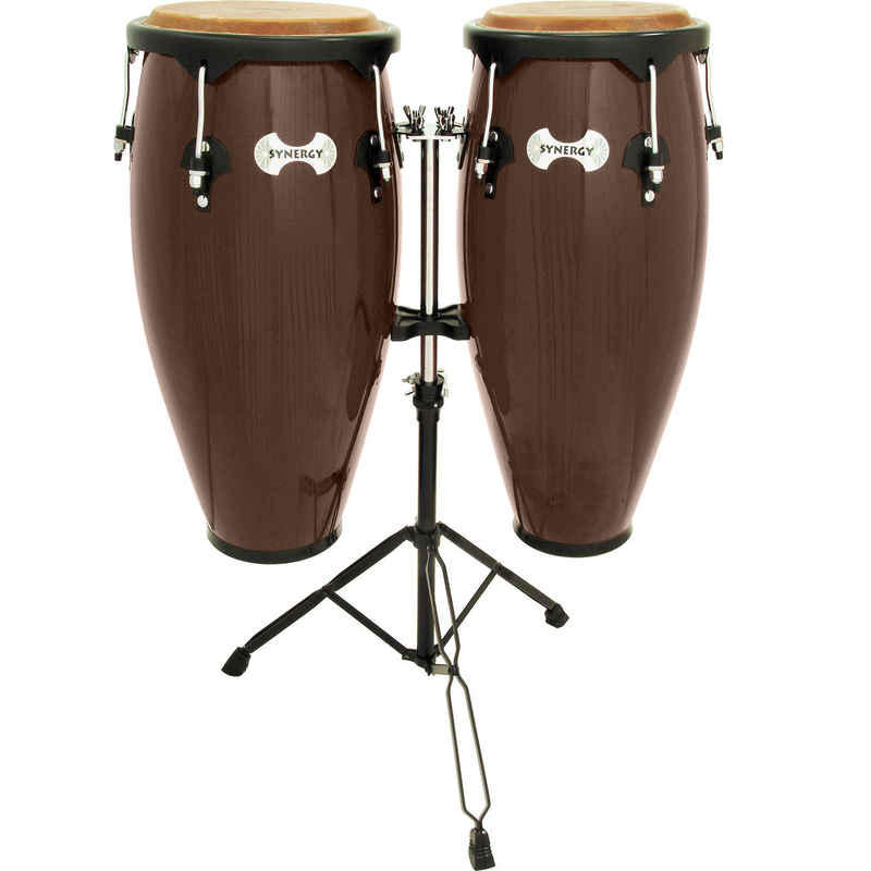 Toca 2300TOB Synergy Series Wood Conga Set with Stand - Tobacco Brown