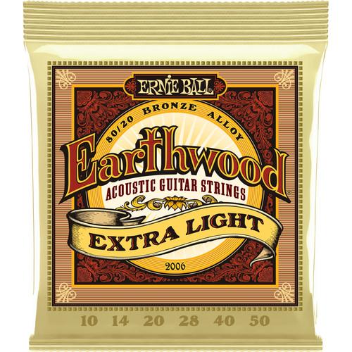 Ernie Ball 2006 Earthwd 8020 X-Lt Earthwood Extra Light Acoustic Guitar Strings 8020 Bronze 10 - 50 - Red One Music