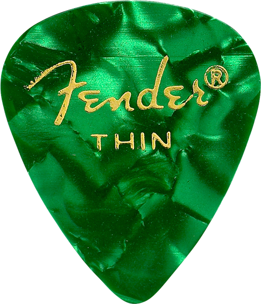 Fender Guitar Pick 351 Shape Classic Celluloid 1 Gross - Green Moto - Thin, 144-Count