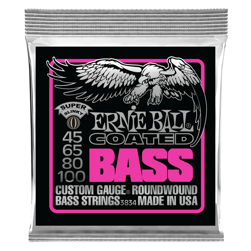 Ernie Ball 3834EB Super Slinky Coated Electric Bass Strings 45-100