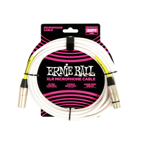 Ernie Ball 6389EB PVC Male-Female XLR Microphone Cable (White) - 20'