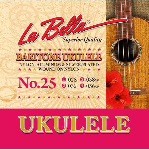 La Bella 25 Baritone Ukulele Clear Nylon - Red One Music