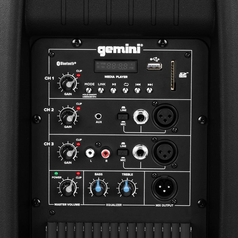 Gemini AS-2115BT-PK Haut-parleur Bluetooth actif 2000 watts avec support - 15"