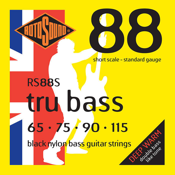 Rotosound RS88S Jeu de cordes pour basse à diapason court en nylon noir 65-115