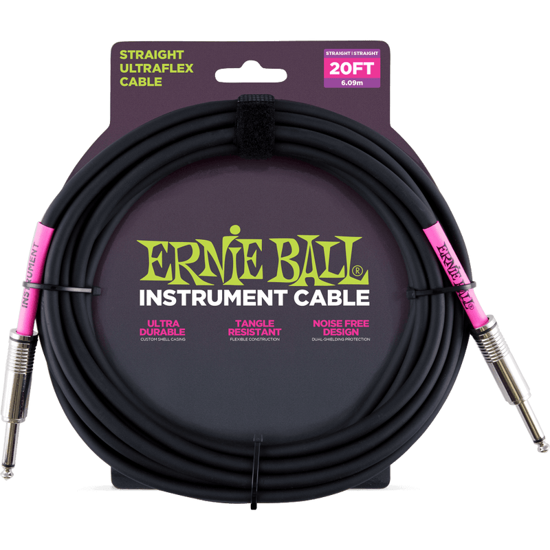 Ernie Ball 6046EB 20' Straight/Straight Instrument Cable - Black