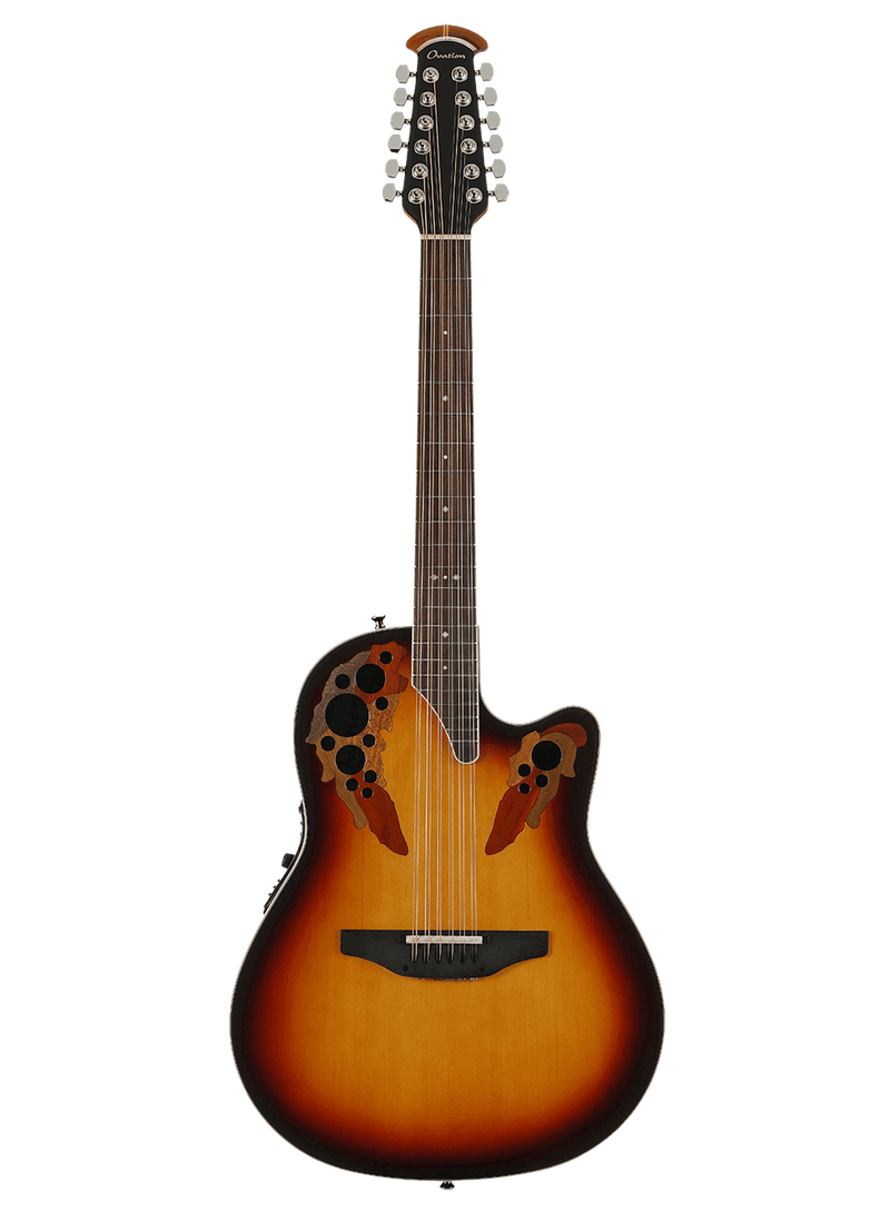 Ovation 2758AX-NEB Timeless™ Elite® - Guitare électro-acoustique à pan coupé à contour profond 12 cordes - New England Burst