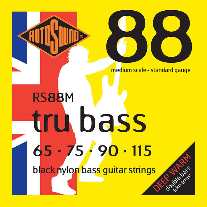 Rotosound RS88M Black Nylon Medium Scale Flatwound Bass String Set 65-115