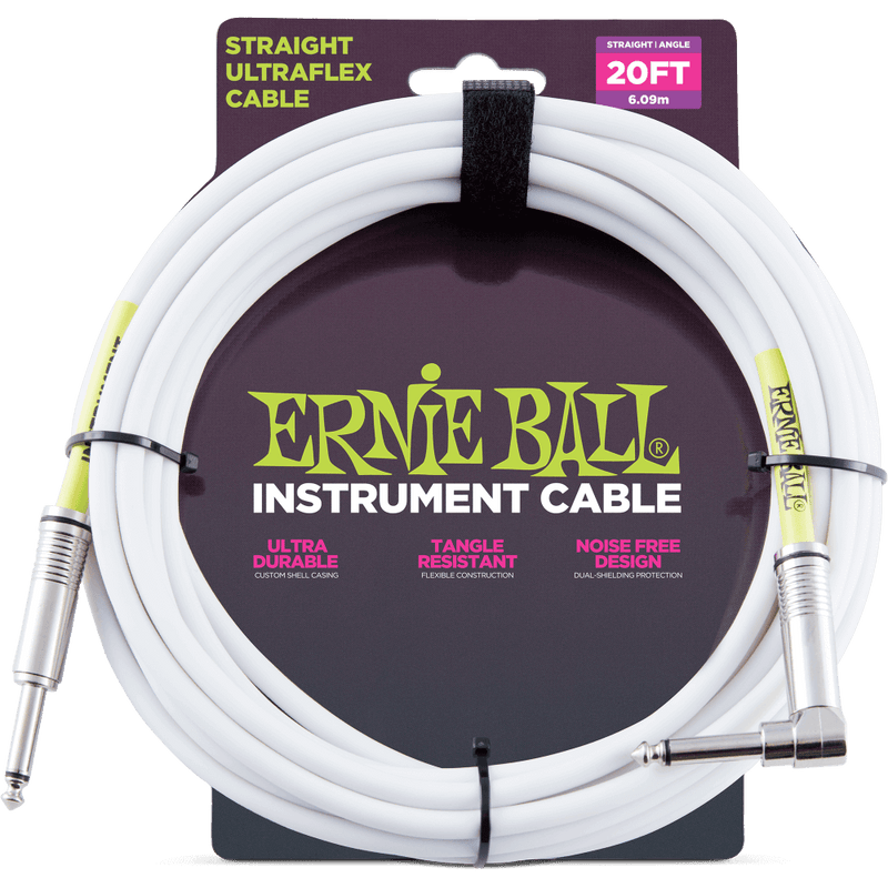 Câble d'instrument droit/angle Ernie Ball 6047EB (blanc) - 20'