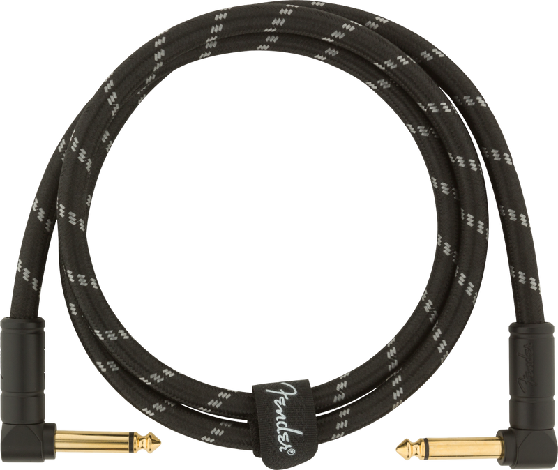 Fender DELUXE Series Angle/Angle Instrument Cable (Black Tweed) -  3'
