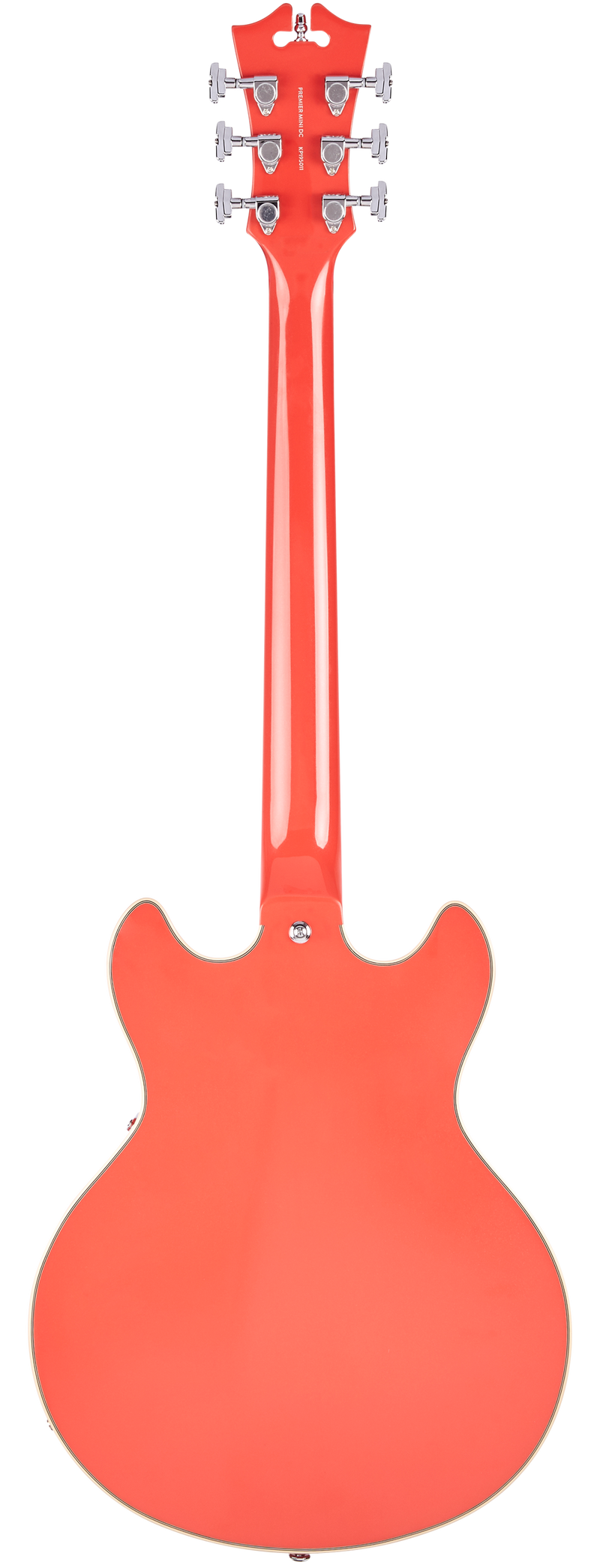 D'Angelico DAPMINIDCFRCSCB Mini guitare électrique semi-creuse (Fiesta Red)