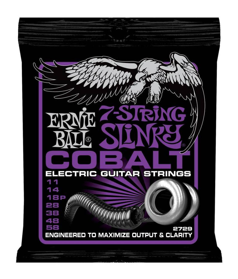 Cordes de guitare Ernie Ball 2729EB Cobalt Slinky 7 cordes - Puissance .011-.056