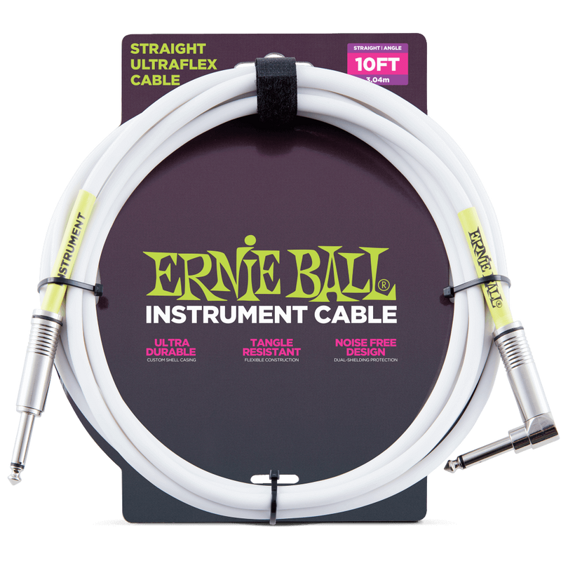 Câble d'instrument droit/angle Ernie Ball 6049EB (blanc) - 10'