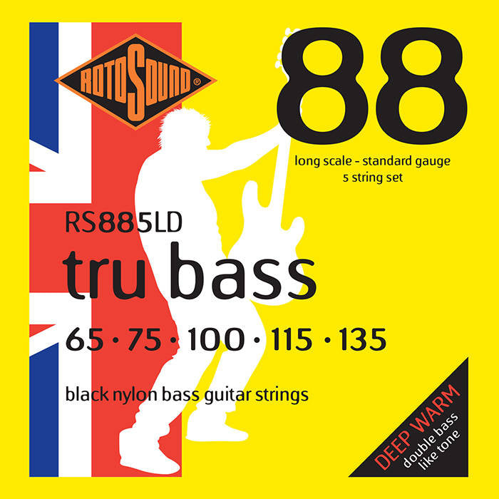 Rotosound RS885LD Black Nylon Flatwound Bass 5-String Set 65-135