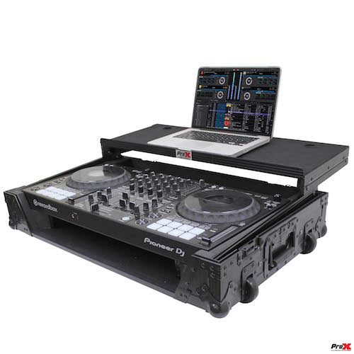 ProX XS-DDJ1000 WLTBL Flight Case for Pioneer DDJ1000 & DDJ1000SRT Digital Controller W-Laptop Shelf & Wheels | Black on Black - Red One Music