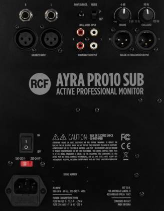 RCF AYRA-PRO-10S Active Professional Subwoofer System - 10”