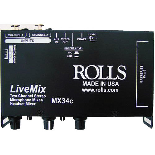 Rolls MX34C LiveMix Mélangeur de microphones à 2 canaux 