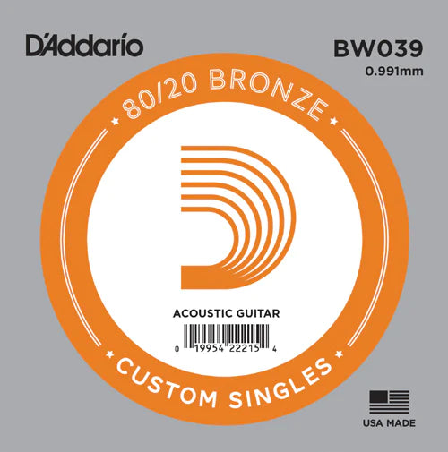 D'Addario BW039 Bronze Wound Acoustic Guitar Single String .039