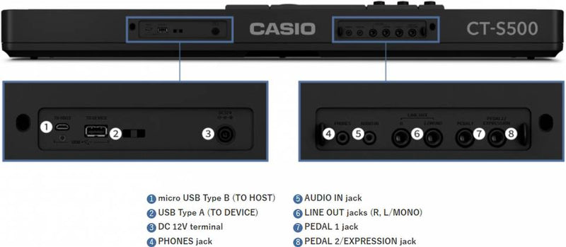 Casio CTS500 Clavier portable 61 touches Réponse tactile 800 tonalités