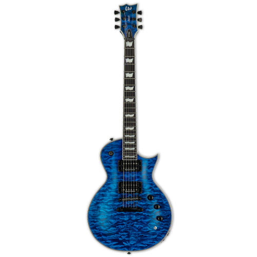 ESP LTD EC-1000 PIEZO QM Electric Guitar (See-Thru Blue)