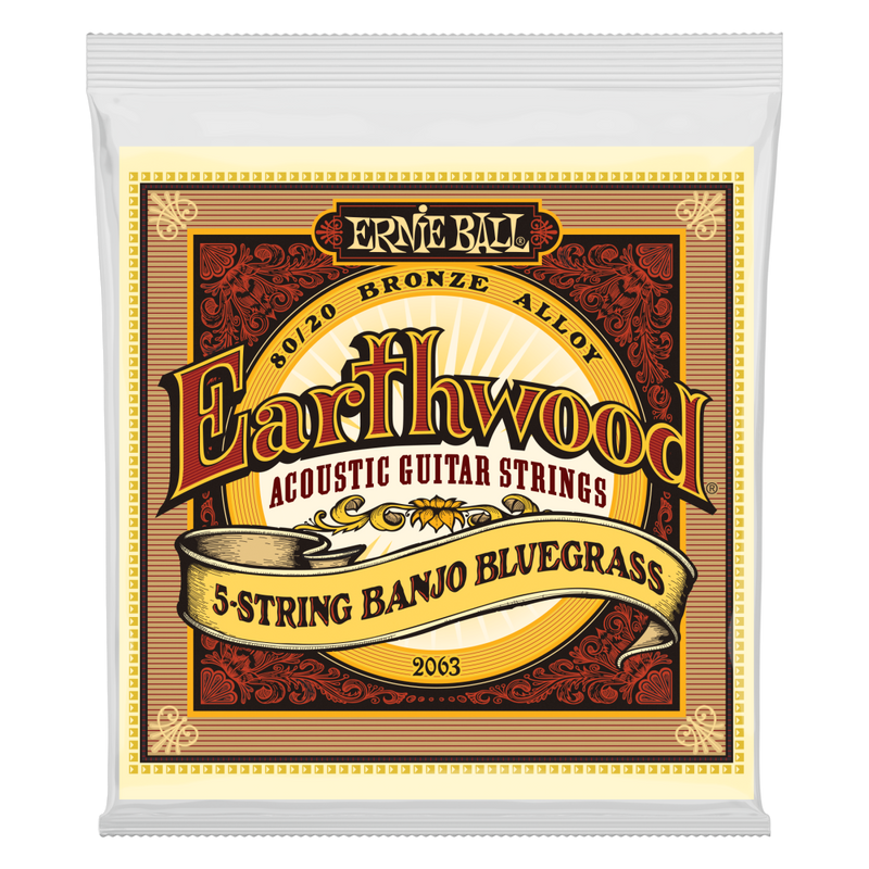 Ernie Ball 2063EB Earthwood 5 cordes Banjo Bluegrass Loop End 80/20 Cordes Bronze