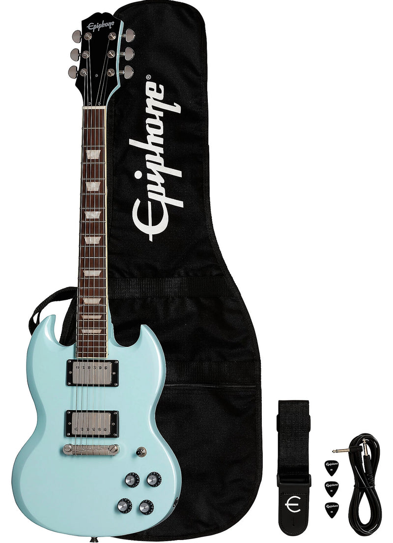 Epiphone POWER PLAYERS SG Electric Guitar Bundle - 3/4 Size (Ice Blue)