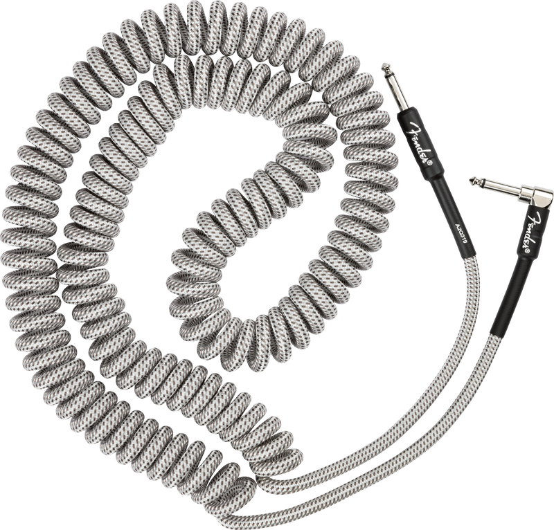 Fender PROFESSIONAL Coiled Instrument Cable (White Tweed) - 30'