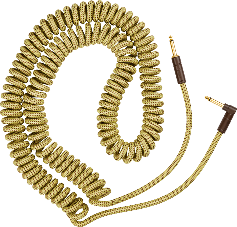 Fender DELUXE Series Coiled Instrument Cable (Tweed) - 30'