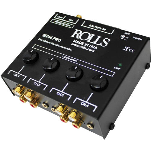 Rolls MX44 Pro Mélangeur RCA stéréo 4 canaux et 3,5 mm 