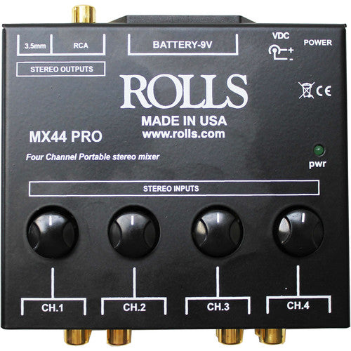 Rolls MX44 Pro Mélangeur RCA stéréo 4 canaux et 3,5 mm 