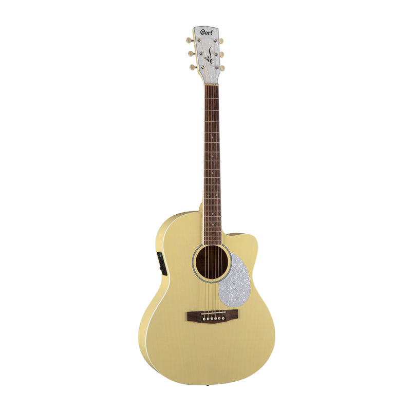 Cort JADE CLASSIC Series Acoustic Guitar (Pastel Yellow Open Pore)