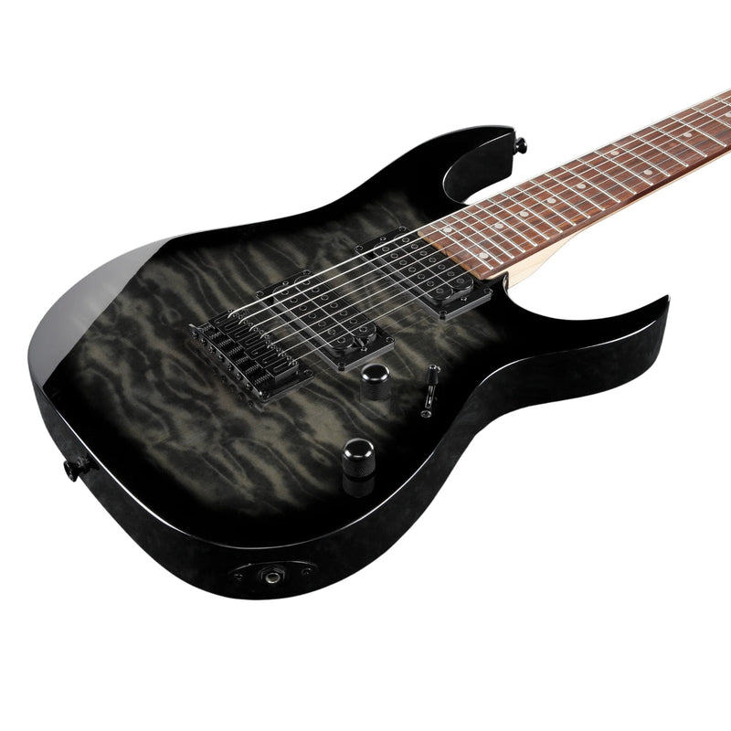 Ibanez GRG7221QATKS - Guitare électrique avec accastillage noir - Érable noir matelassé 