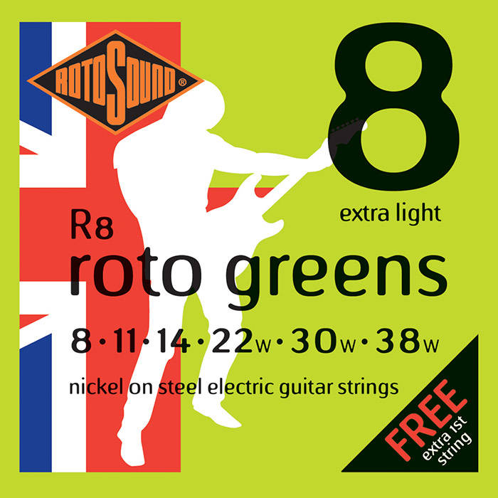 Rotosound R8 RotoGreens Guitar Strings - Extra-Light 8-38