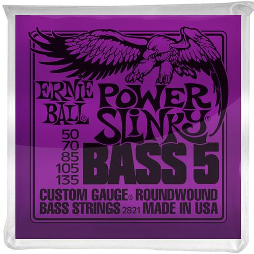 Ernie Ball Bass 5-Str Super 2821Eb Power Slinky Nickel Wound Electric Bass Strings 5-String Set 050 - 135 - Red One Music