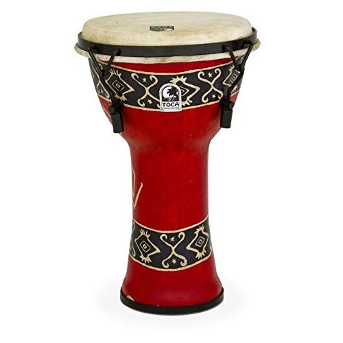 Toca Sfdmx-10Rp  Freestyle Mechanically Tuned 10-Inch Djembe - Bali Red Finish - Red One Music