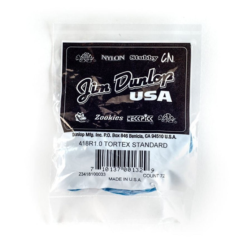 Dunlop 418R-1.0 1.0mm Tortex® Standard Guitar Pick 72 Pack - Blue