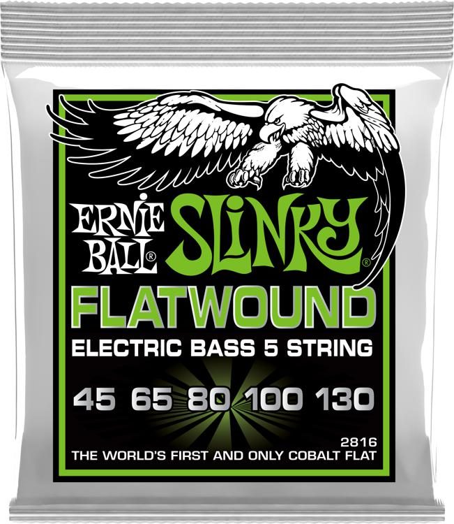 Ernie Ball 2816EB 5-String Slinky Flatwound Bass Strings 45-130