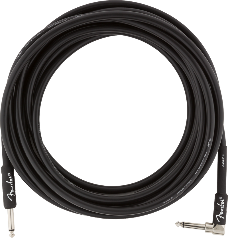 Fender PROFESSIONAL Straight/Angle Instrument Cable (Black) - 18.6'