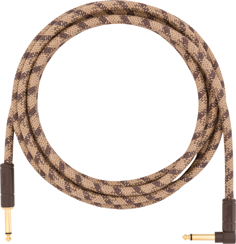 Fender FESTIVAL Hemp Straight/Angle Instrument Cable (Brown Stripe) - 10'