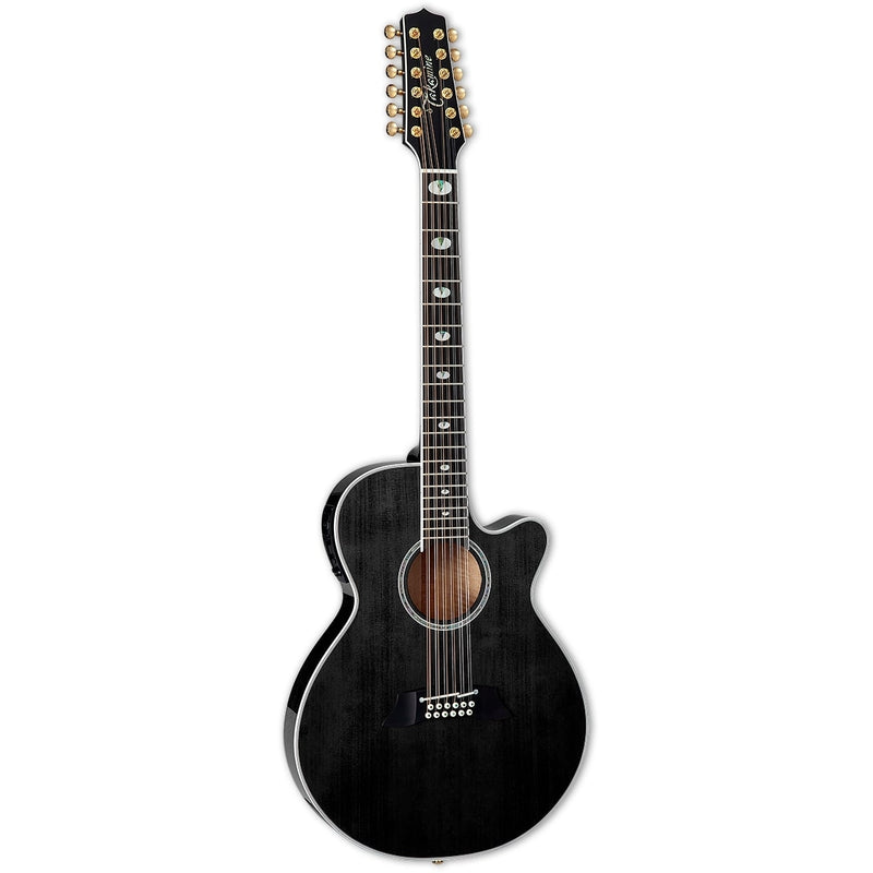 Takamine TSP158C-12-SBL Thinline Solid Spruce Top 12-String Acoustic Guitar w/ Case - See-Through Black