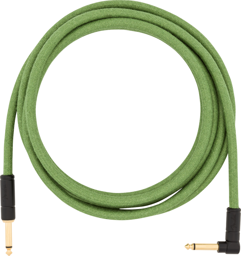 Fender FESTIVAL Hemp Straight/Angle Instrument Cable (Green) - 10'