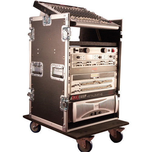 Gator G-TOUR 10X14 PU Pop-Up Console Rack Case - 10 Space Top & 14 Space Front & Rear Rackable Audio Equipment