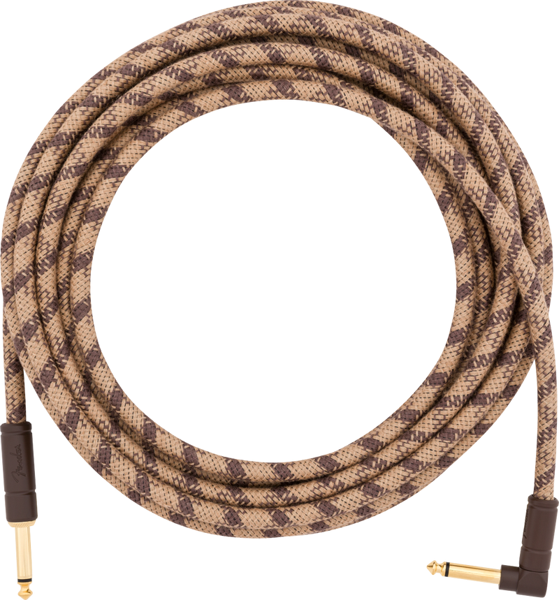 Fender FESTIVAL Hemp Straight/Angle Instrument Cable (Brown Stripe) - 18.6'