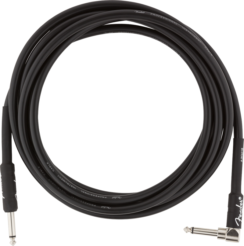 Fender PROFESSIONAL Straight/Angle Instrument Cable (Black) - 10'