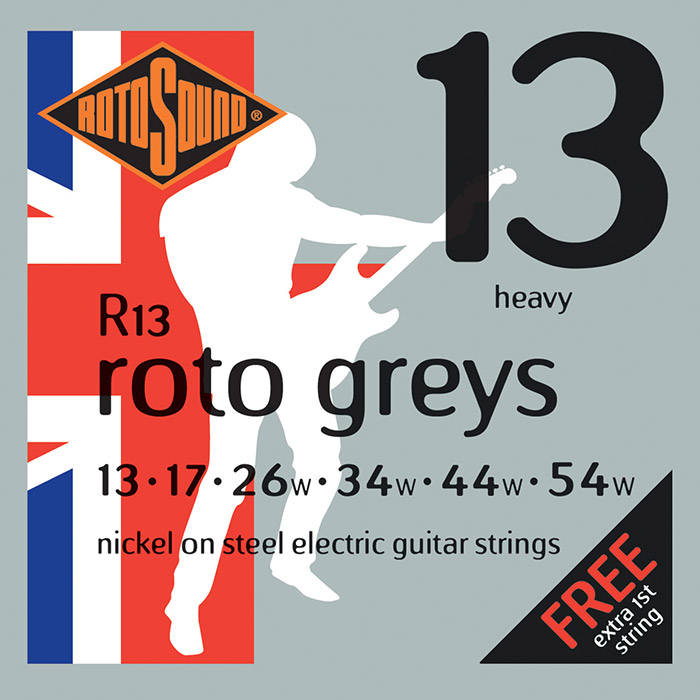 Rotosound R13 RotoGreys Heavy Guitar Strings - 13-54