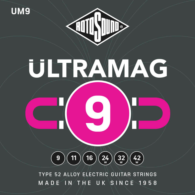Cordes électriques en alliage Rotosound UM9 Ultramag Type 52 (9-42)