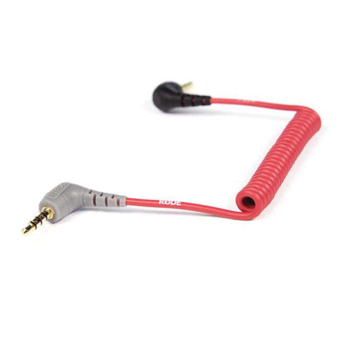 Câble adaptateur enroulé Rode SC7 TRS à angle droit de 3,5 mm vers TRRS à angle droit de 3,5 mm pour smartphone